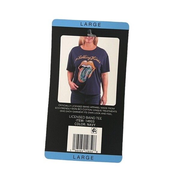 NWT Women's Navy Rolling Stones S/S Band Tee Size Large - Picture 7 of 9